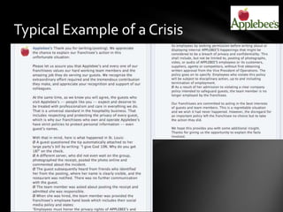 Typical Example of a Crisis
 