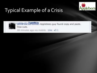 Typical Example of a Crisis
 