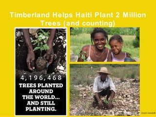 Timberland Helps Haiti Plant 2 Million Trees
             (and counting)




                                         Drizzlin Media®
 
