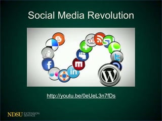 Social Media Revolution




    http://youtu.be/0eUeL3n7fDs
 