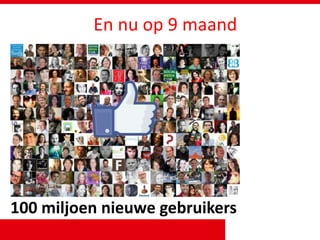 En nu op 9 maand
100 miljoen nieuwe gebruikers
 