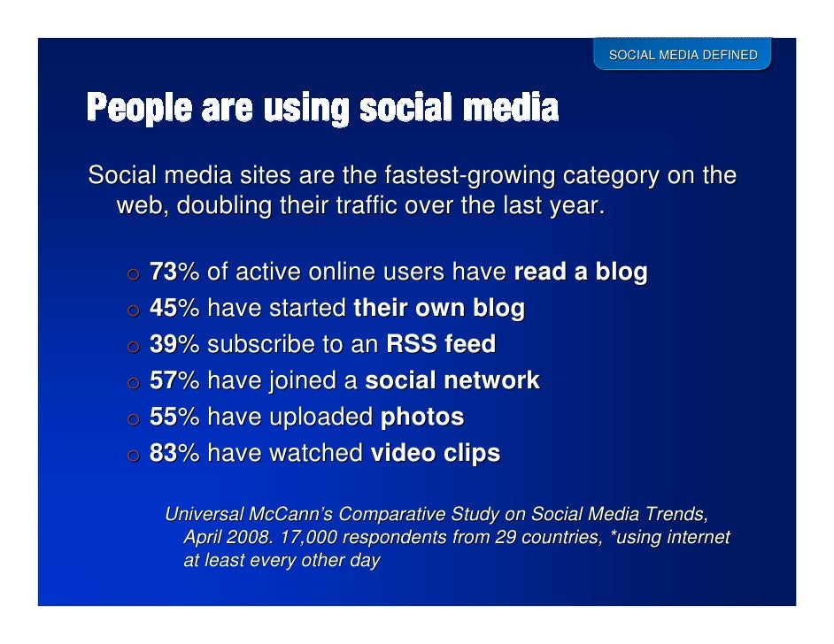 SOCIAL MEDIA DEFINED Social media