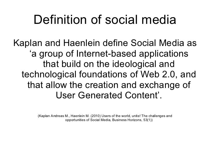 defining social media Social media: social media is a new driver of the convergent media sector the term social media refers to technologies, platforms, and services that enable. defining social media Social media: social media is a new driver of the convergent media sector the term social media refers to technologies, platforms, and services that enable.