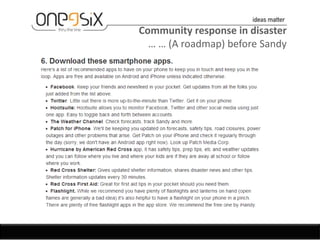 Community response in disaster
  … … (A roadmap) before Sandy
 