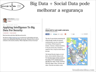 Big Data + Social Data pode
melhorar a segurança
brauliomedina.com
 