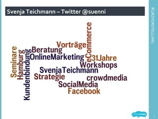 KURZVORSTELLUNG	
  
Svenja	
  Teichmann	
  –	
  Twitter	
  @suenni	
  
2	
  
 