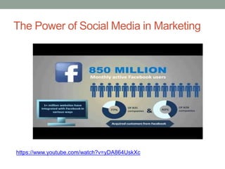 The Power of Social Media in Marketing
https://www.youtube.com/watch?v=yDA864UskXc
 