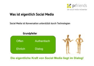 die social media netzwerker

Was ist eigentlich Social Media

Social Media ist Konversation unterstützt durch Technologien



  
          Grundpfeiler 

      Offen              Authentisch

      Ehrlich            Dialog


Die eigentliche Kraft von Social Media liegt im Dialog!
 