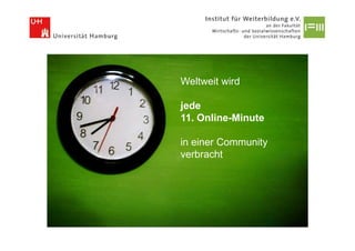 Weltweit wird

jede
11. Online-Minute

in einer Community
verbracht
 
