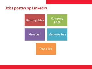 Statusupdates
Company
page
Groepen Medewerkers
Post a job
 