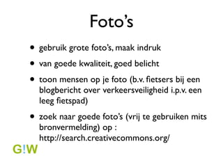 Ontdek de wereld
? na Facebook kan je twitter.com ontdekken,
  netlog.com,YouTube.com, ...
? maak een account aan op sites die
  interessant lijken en kijk wat er werkt voor
  jou
? het heeft geen zin om overal te registreren
  en nergens iets te zeggen
 