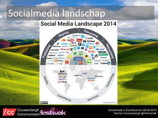 Socialmedia landschap 
Socialmedia in Eventbranche 08-09-2014 
Herman Couwenbergh @Hermaniak 
Couwenbergh 
Communiceert 
 