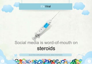 SELECTING & IMPLEMENTING SOCIAL MEDIA STRATEGIES
It’s Viral
Social media is word-of-mouth on
steroids
 