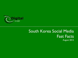 South Korea Social Media
              Fast Facts
                  August 2012
 