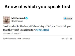 Know of which you speak first
 