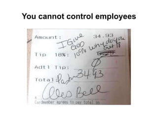 You cannot control employees
 