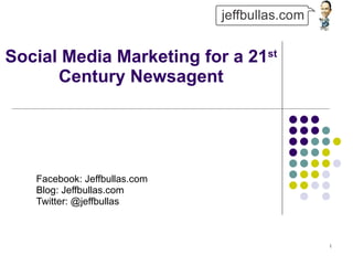 Social Media Marketing for a 21 st  Century Newsagent Facebook: Jeffbullas.com Blog: Jeffbullas.com  Twitter: @jeffbullas 