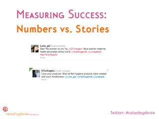 Measuring Success:
Numbers vs. Stories




                      Twitter: #raisedeyebrow
 