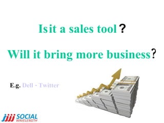Will it bring more business ? Is   it a sales tool ? E.g.  Dell - Twitter 