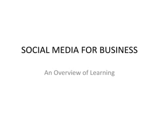 SOCIAL MEDIA FOR BUSINESS
An Overview of Learning
 