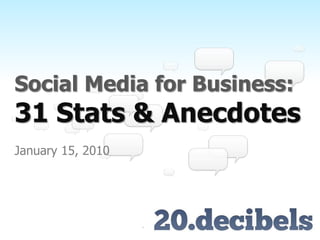 Social Media for Business: 31 Stats & Anecdotes January 15, 2010 