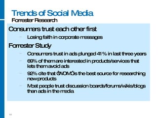 <ul><li>Consumers trust each other first  </li></ul><ul><ul><li>Losing faith in corporate messages </li></ul></ul><ul><li>...