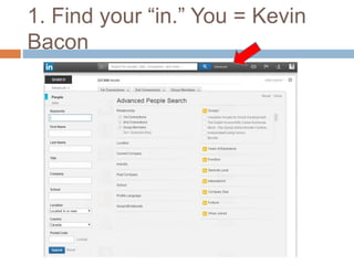 1. Find your “in.” You = Kevin 
Bacon 
 