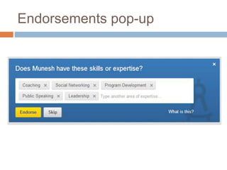 Endorsements pop-up 
 