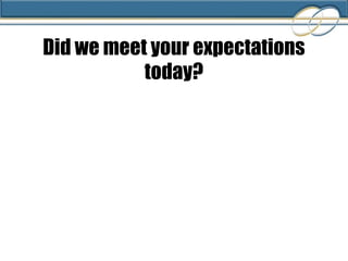 Did we meet your expectations today? 