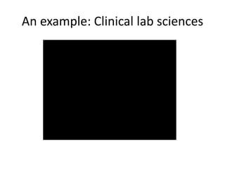 An example: Clinical lab sciences
 