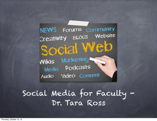 Social Media for Faculty -
Dr. Tara Ross
Thursday, October 10, 13
 