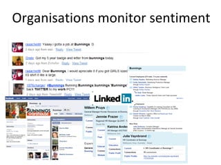 Organisations monitor sentiment
 