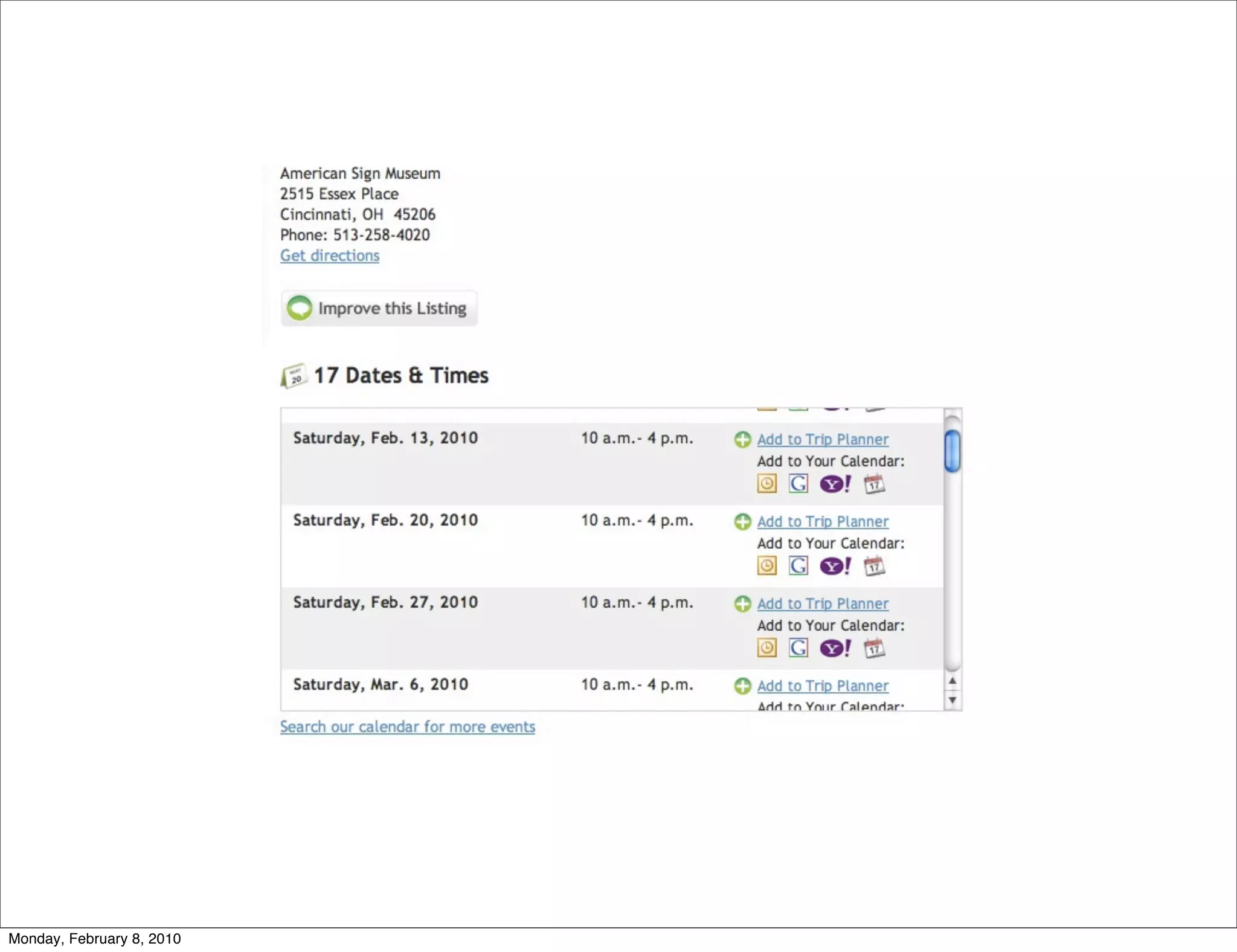 Monday, February 8, 2010
 