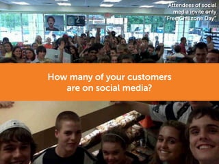 How many of your customers
are on social media?
Attendees of social
media invite only
“Free Chillzone Day”
 