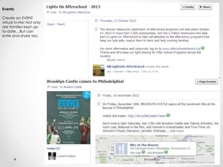 Events:
Create an EVENT
virtual invite! Not only
are families kept up-
to-date…But can
evite and share too.
 