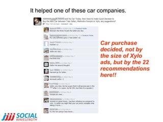 It helped one of these car companies. Car purchase decided, not by the size of Xylo ads, but by the 22 recommendations her...