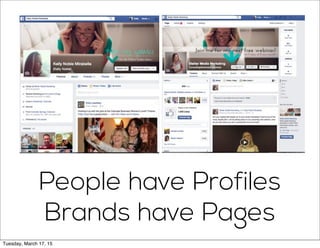 People have Profiles
Brands have Pages
Tuesday, March 17, 15
 