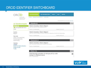 ORCID IDENTIFIER SWITCHBOARD
9 Social Media & Altmetrics
 