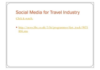 Social media for the travel industry