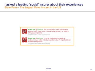 I asked a leading ‘social’ insurer about their experiences  State Farm - The largest Motor insurer in the US 