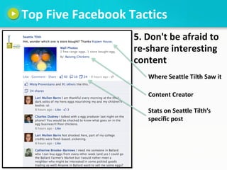 Top Five Facebook Tactics
                   5. Don't be afraid to
                   re-share interesting
               ...