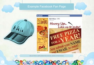 Example Facebook Fan Page




 SELECTING & IMPLEMENTING SOCIAL MEDIA STRATEGIES
 