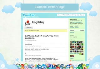 Example Twitter Page




SELECTING & IMPLEMENTING SOCIAL MEDIA STRATEGIES
 