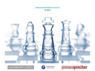 Social-Media-Strategien in verschiedenen Organisationstypen und -größen: Börsennotierte Unternehmen liegen vornBereiche mit Social-Media-Strategien(Durchschnitt)Bereiche mit Social-Media-Strategien(Durchschnitt)1,27BörsennotiertesUnternehmen< 50 Mitarbeiter1,591,261,32Nicht-börsennotiertesUnternehmen50 bis 250 Mitarbeiter1,060,82Behörde, politische Organisationoder Verband250 bis 1.000 Mitarbeiter1,41Non-Profit-Organisation> 1.000 Mitarbeiter1,4Social Media Governance 2010 /  n = 691 Kommunikationsverantwortliche in Organisationen, die Social Media bereits verwenden oder planen / F 8 /Die GruppenunterschiedewurdendurchVarianzanalysenbestätigt.