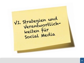Strateg ien und
VI.           ortlich-
     Verantw
     keite n für
     Socia l Me d i a




                         44
 