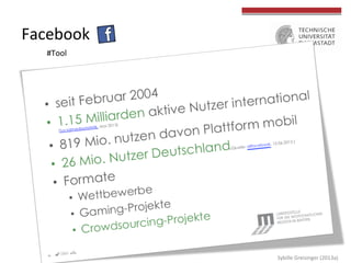 Facebook	
  
#Tool	
  
Sybille	
  Greisinger	
  (2013a)	
  
 