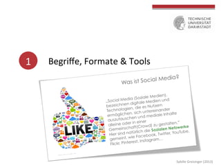 1	
   Begriﬀe,	
  Formate	
  &	
  Tools	
  
	
  	
  
	
  	
  
	
  
	
  
Sybille	
  Greisinger	
  (2013)	
  
 