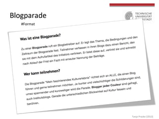  
	
  
Blogparade	
  
#Format	
  
Tanja	
  Praske	
  (2013)	
  
 