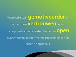 gemotiveerder en
hebben meer vertrouwen in hun
management als ze betrokken worden en open
Medewerkers zijn

kunnen communi...