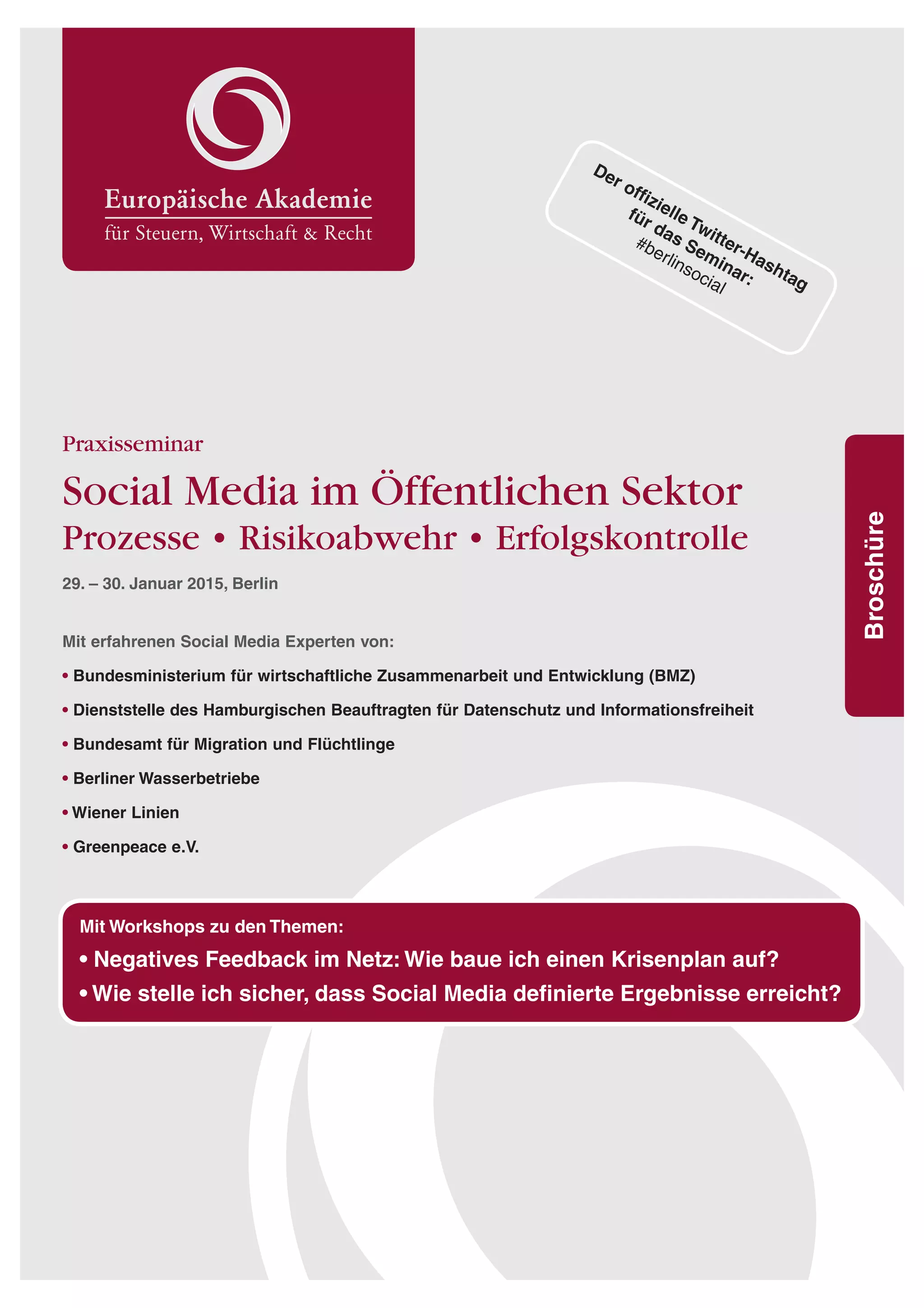 Seminar "Social Media im öffentlichen Sektor Prozesse, Risikoabwehr